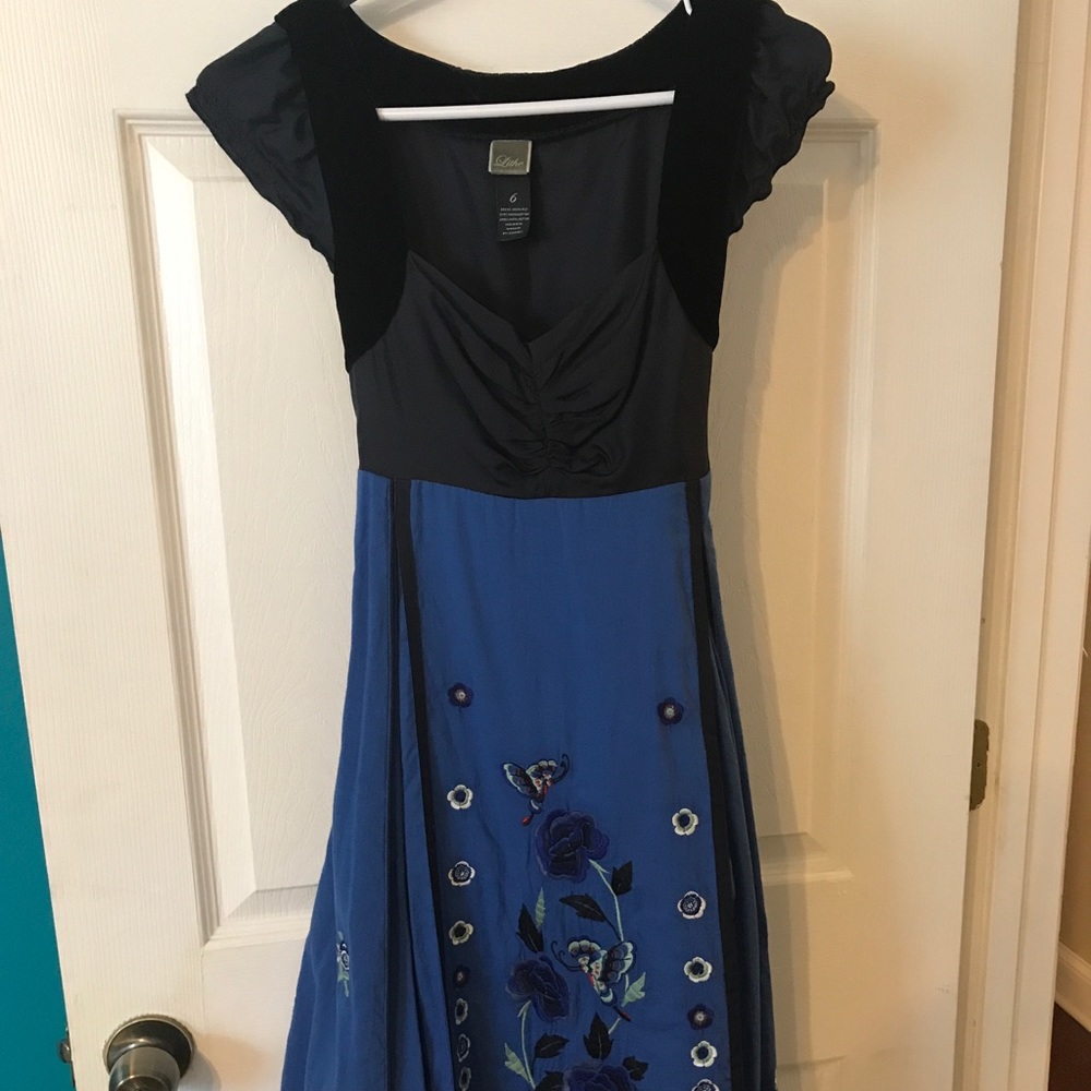 Black and blue Anthropologie dress